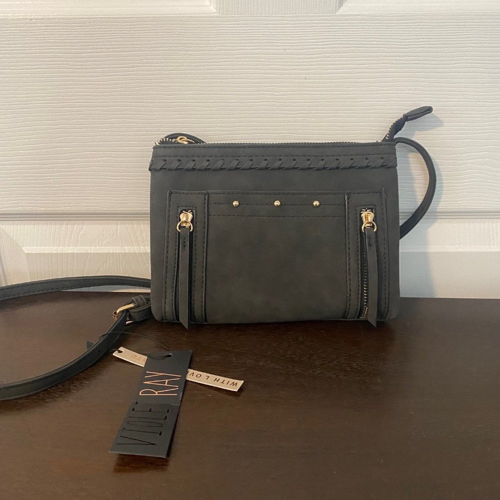 VR NYC Faux-Suede Crossbody Charcoal